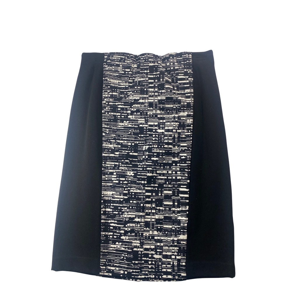 Ellen Tracy Skirt  Women Black White Static‎ Print Pencil  Medium NWT EPMS77655